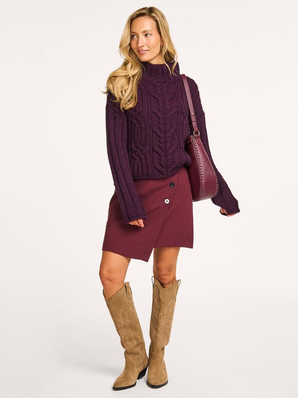 Ontdek de Myrthe viscosemix overslag rok van La Fee Maraboutee in de kleur bordeauxrood bij Orangebag. Op werkdagen voor 21:45 besteld, morgen in huis.