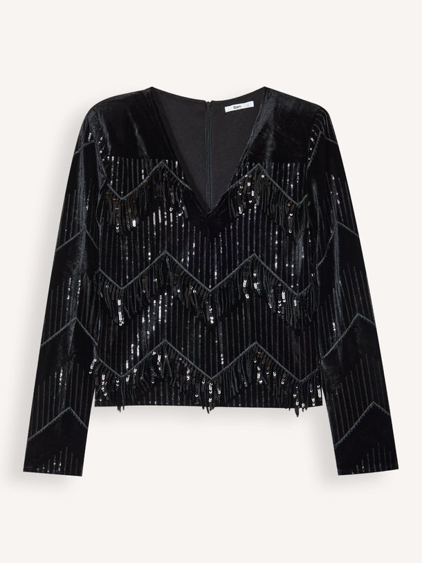 Ontdek de Moonlight geweven velourse top met pailletten van Iben in de kleur zwart bij Orangebag. Op werkdagen voor 21:45 besteld, morgen in huis.