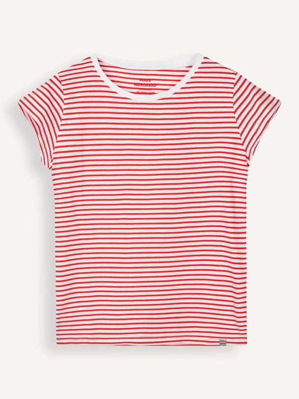 Ontdek de Organic cotton gestreept T-shirt van Mads Norgaard in de kleur rood bij Orangebag. Op werkdagen voor 21:45 besteld, morgen in huis.