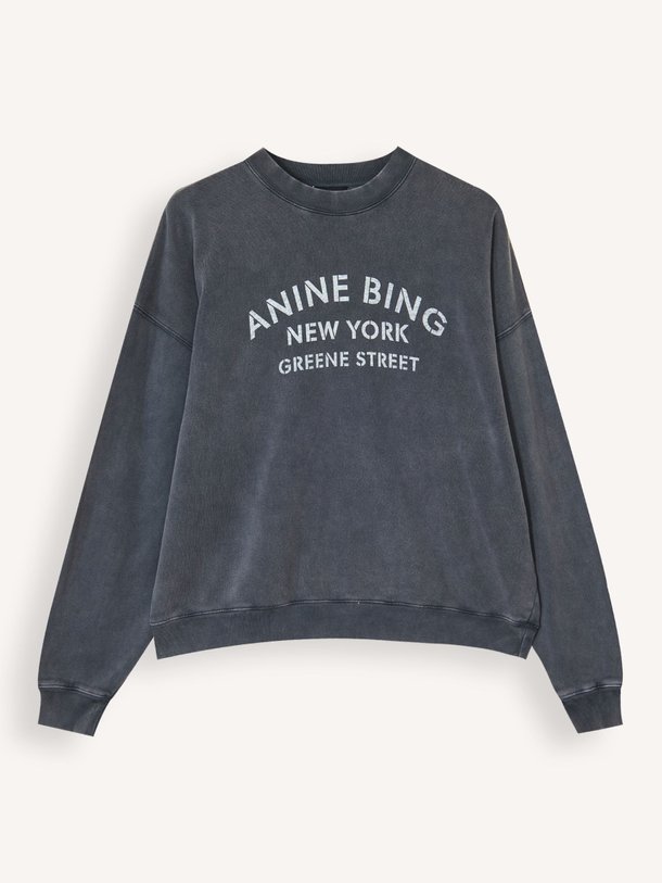 Ontdek de Miles katoenen sweater met print van Anine Bing in de kleur antraciet bij Orangebag. Op werkdagen voor 21:45 besteld, morgen in huis.