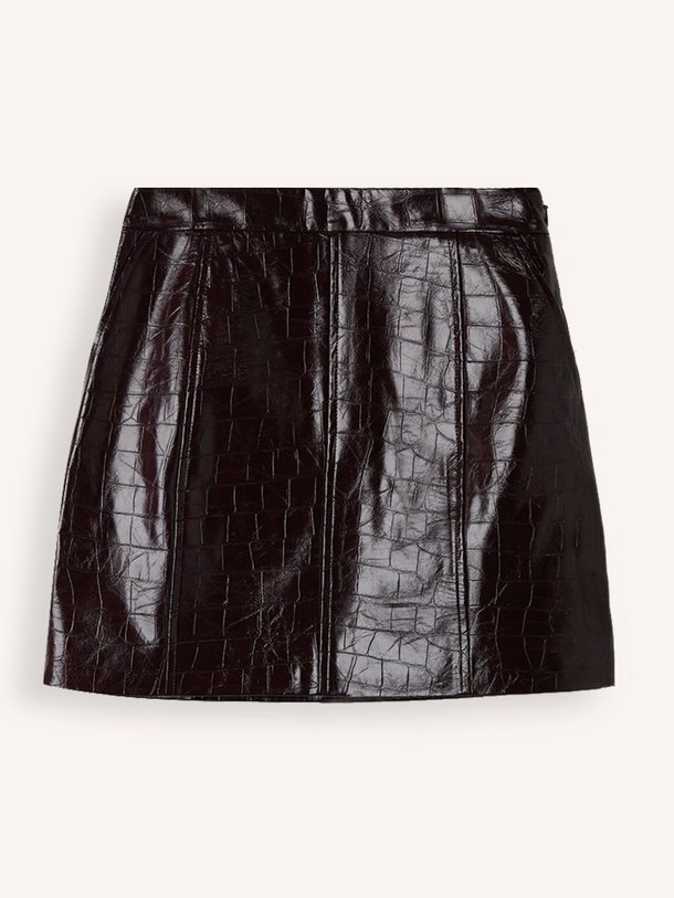 Ontdek de Skylar geweven rok met croco reliëf van Lala Berlin in de kleur bordeauxrood bij Orangebag. Op werkdagen voor 21:45 besteld, morgen in huis.