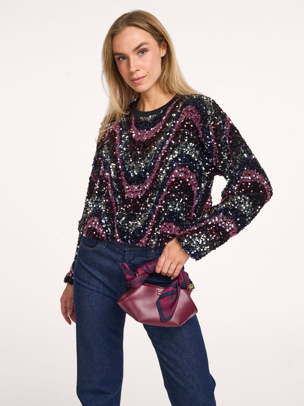 Ontdek de Lizy geweven top met pailletten van Dante 6 in de kleur bordeauxrood bij Orangebag. Op werkdagen voor 21:45 besteld, morgen in huis.