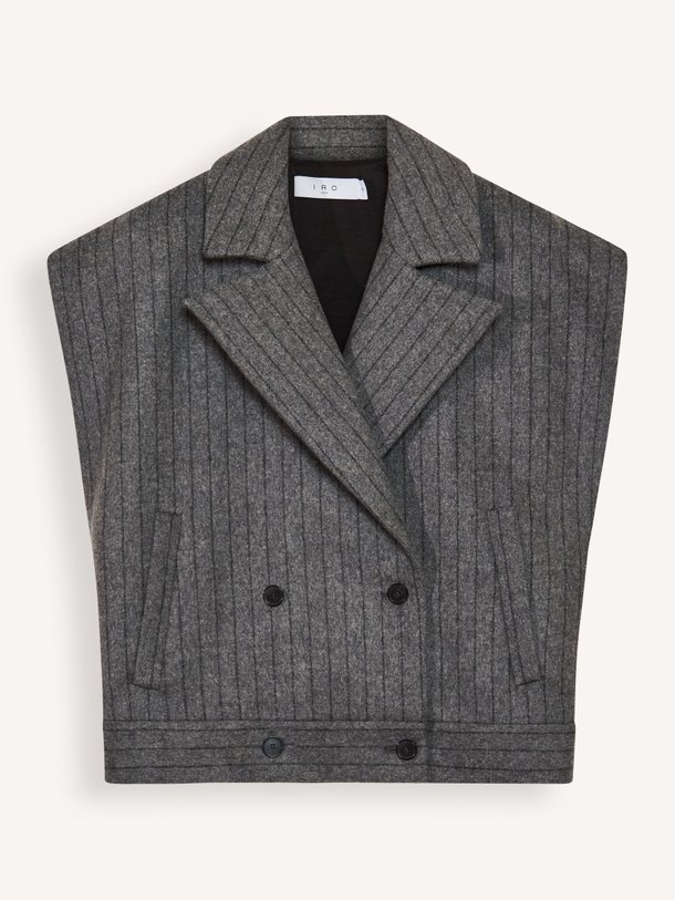 Ontdek de Nestia wolmix gilet met gestreept dessin van Iro in de kleur grijs bij Orangebag. Op werkdagen voor 21:45 besteld, morgen in huis.