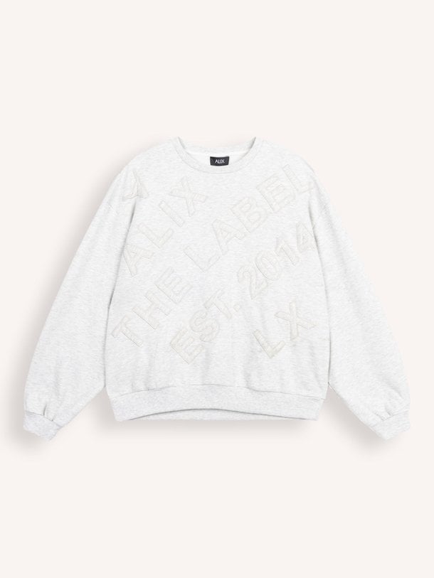 Ontdek de Katoenen gemêleerde sweater met borduursel van Alix The Label in de kleur lichtgrijs bij Orangebag. Op werkdagen voor 21:45 besteld, morgen in huis.