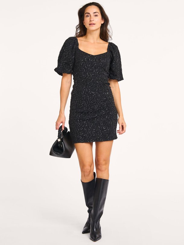 Ontdek de Dazzy geweven jurk met pailletten van Haute L'Amitié in de kleur zwart bij Orangebag. Op werkdagen voor 21:45 besteld, morgen in huis.