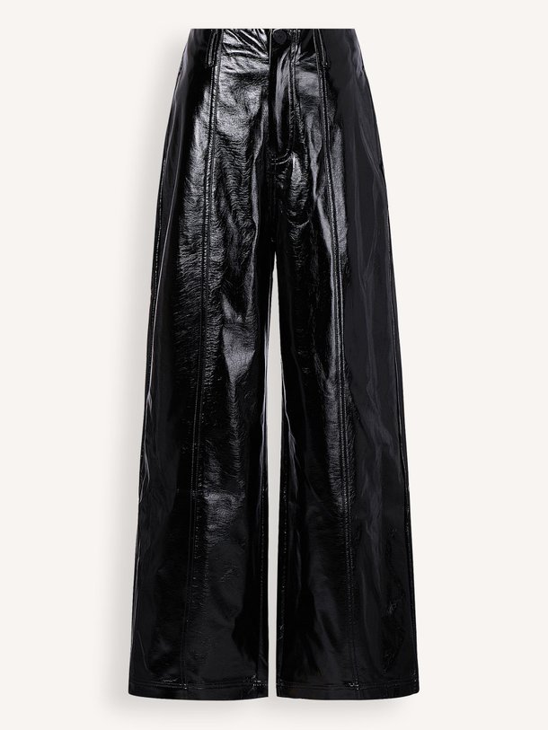 Ontdek de Katoenmix leatherlook broek van Frnch in de kleur zwart bij Orangebag. Op werkdagen voor 21:45 besteld, morgen in huis.