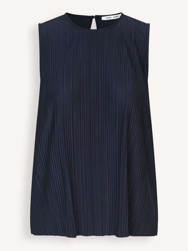 Samsoe Samsoe Sauma - Geweven Plissé Top - Donkerblauw Ontdek de Sauma geweven plissé top van Samsoe Samsoe in de kleur donkerblauw bij Orangebag. Op werkdagen voor 21:45 besteld, morgen in huis.