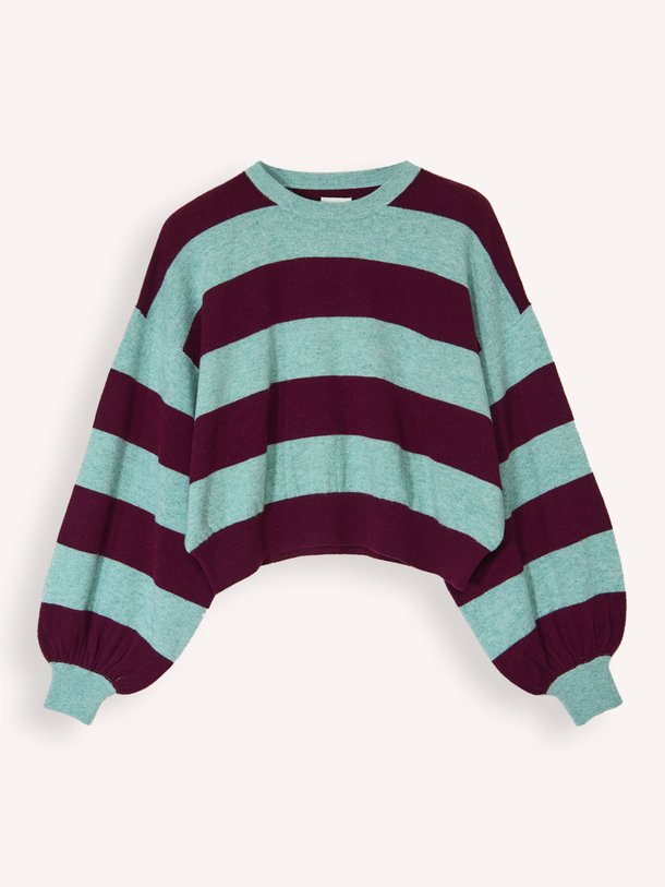 Ontdek de Attus katoenen gestreepte trui van Bellerose in de kleur turquoise bij Orangebag. Op werkdagen voor 21:45 besteld, morgen in huis.