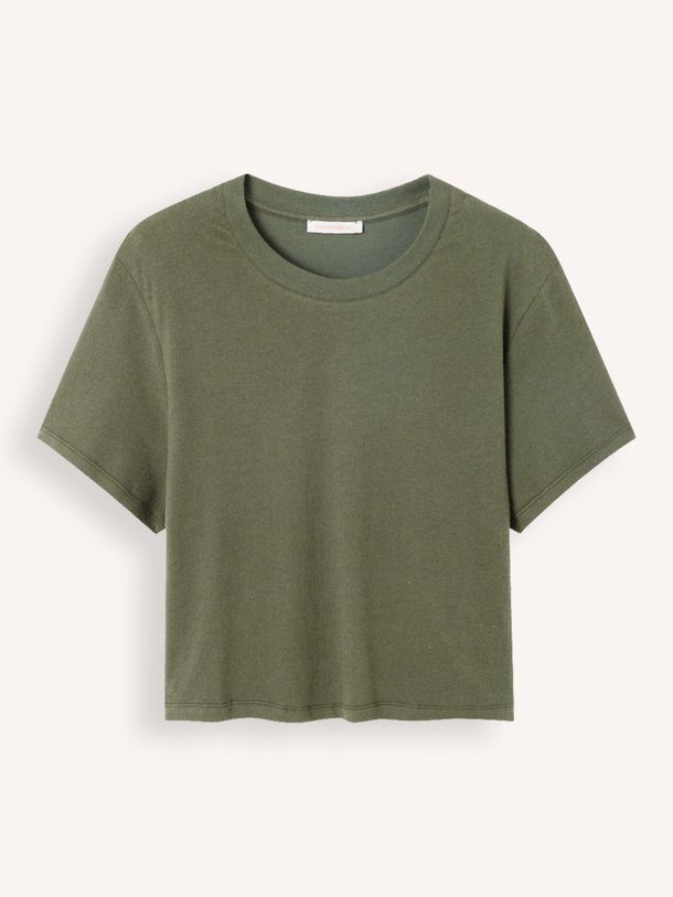 Ontdek de Ypawood katoenmix T-shirt van American Vintage in de kleur donkergroen bij Orangebag. Op werkdagen voor 21:45 besteld, morgen in huis.