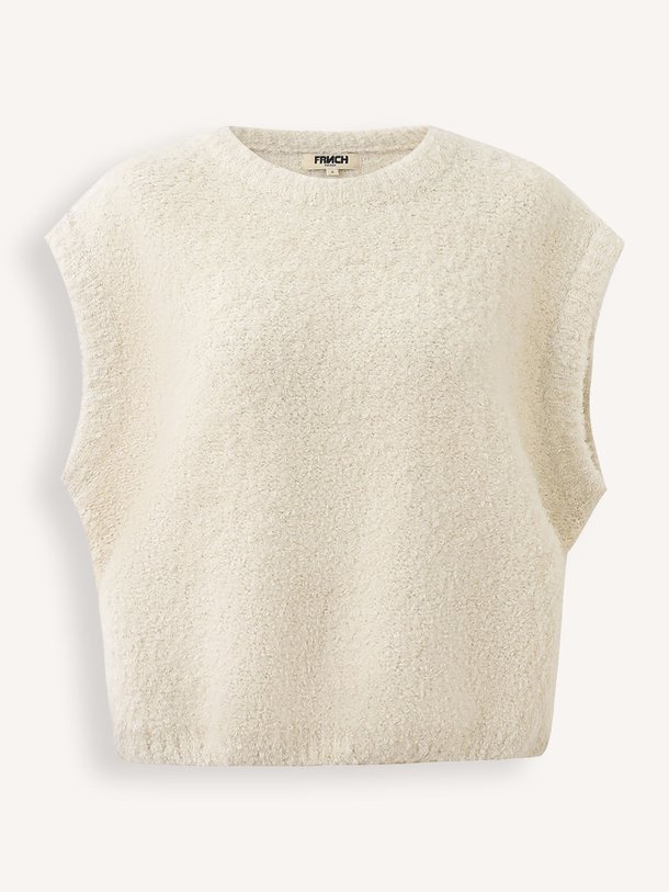 Ontdek de Wolmix bouclé spencer van Frnch in de kleur crème bij Orangebag. Op werkdagen voor 21:45 besteld, morgen in huis.