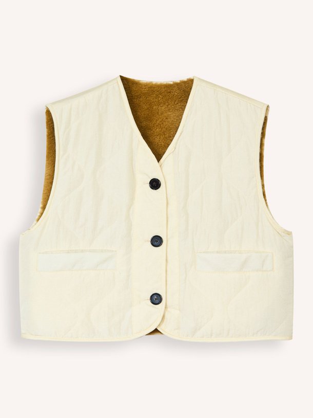 Ontdek de Eloise geweven reversible gilet van Bellerose in de kleur crème bij Orangebag. Op werkdagen voor 21:45 besteld, morgen in huis.