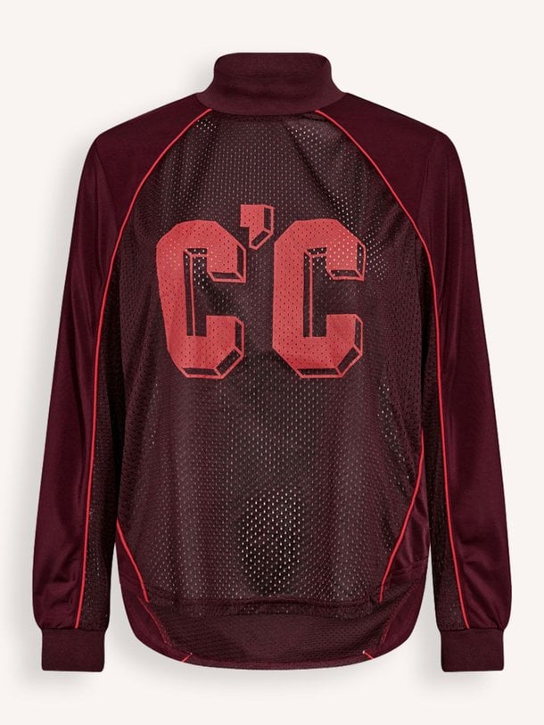Ontdek de Trey mesh top met print van Co'Couture in de kleur bordeauxrood bij Orangebag. Op werkdagen voor 21:45 besteld, morgen in huis.