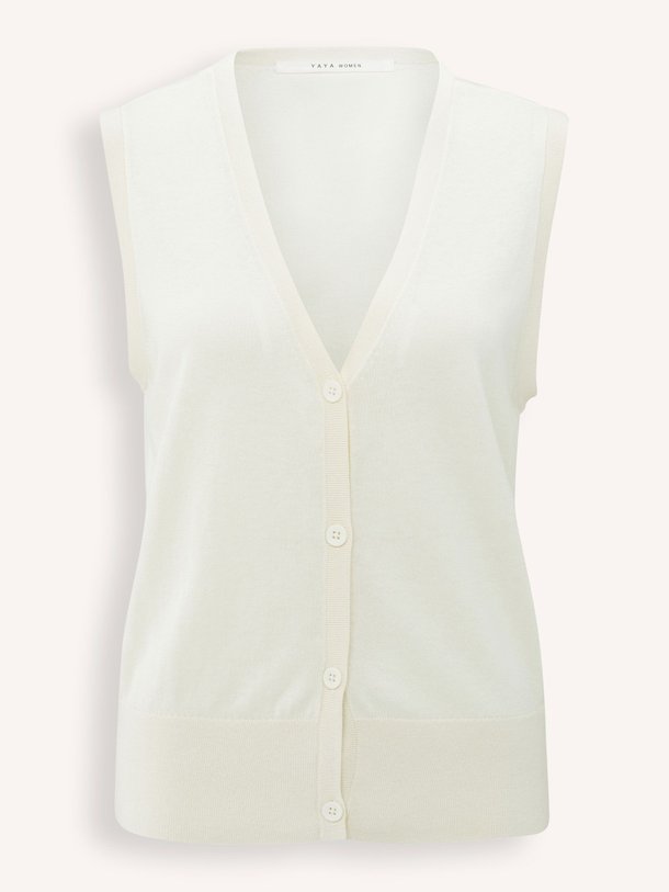 Ontdek de Katoenmix gilet van Yaya in de kleur off-white bij Orangebag. Op werkdagen voor 21:45 besteld, morgen in huis.