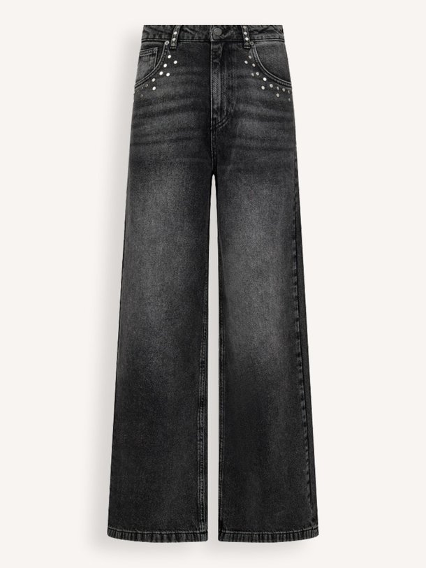 Ontdek de Vicky high waist wide leg jeans met studs van Co'Couture in de kleur zwart bij Orangebag. Op werkdagen voor 21:45 besteld, morgen in huis.