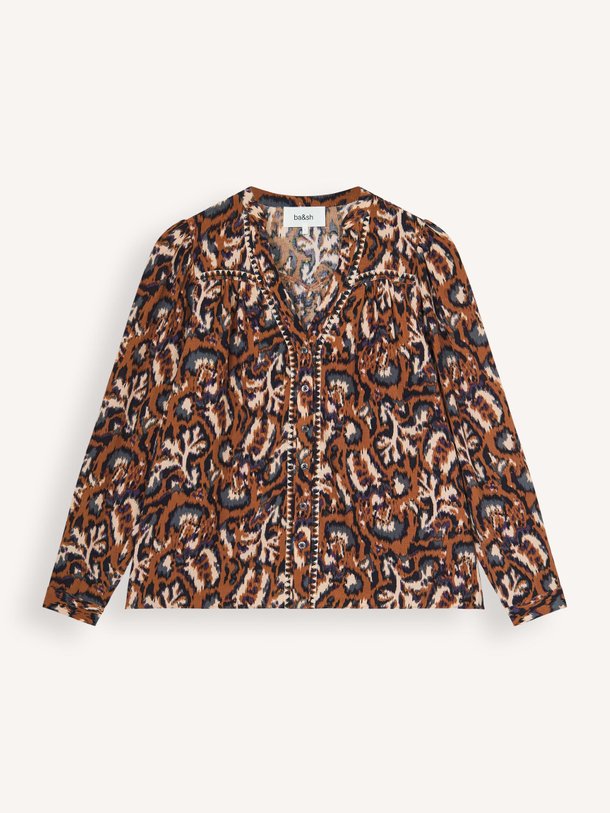 Ontdek de Onada viscose blouse met print van ba-sh in de kleur bruin bij Orangebag. Op werkdagen voor 21:45 besteld, morgen in huis.