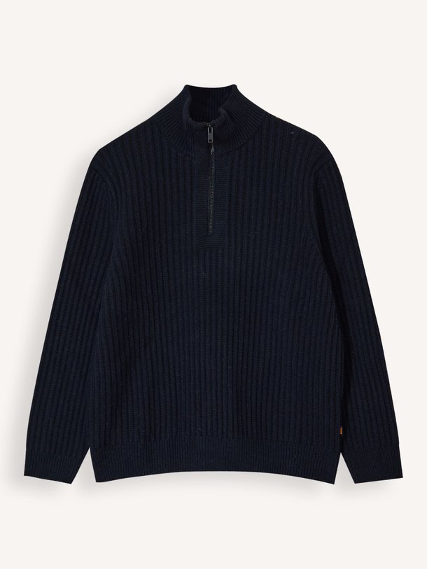 Ontdek de Kwinter wolmix trui van Boss in de kleur donkerblauw bij Orangebag. Op werkdagen voor 21:45 besteld, morgen in huis.