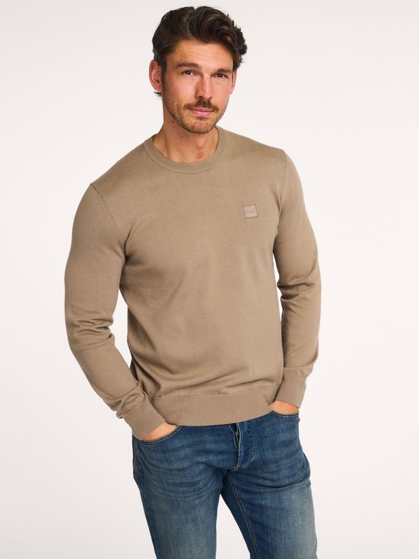 Ontdek de Kanovano katoen/cashmeremix trui van Boss in de kleur groen/bruin bij Orangebag. Op werkdagen voor 21:45 besteld, morgen in huis.