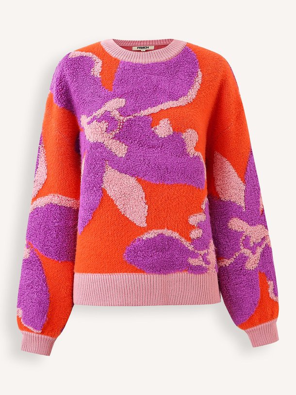 Ontdek de Gebreide trui met dessin van Frnch in de kleur oranje bij Orangebag. Op werkdagen voor 21:45 besteld, morgen in huis.