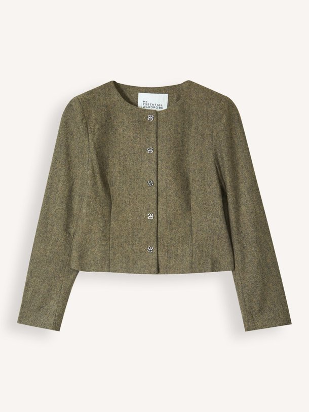 Ontdek de Billa wolmix gemêleerd jasje van My Essential Wardrobe in de kleur groen bij Orangebag. Op werkdagen voor 21:45 besteld, morgen in huis.