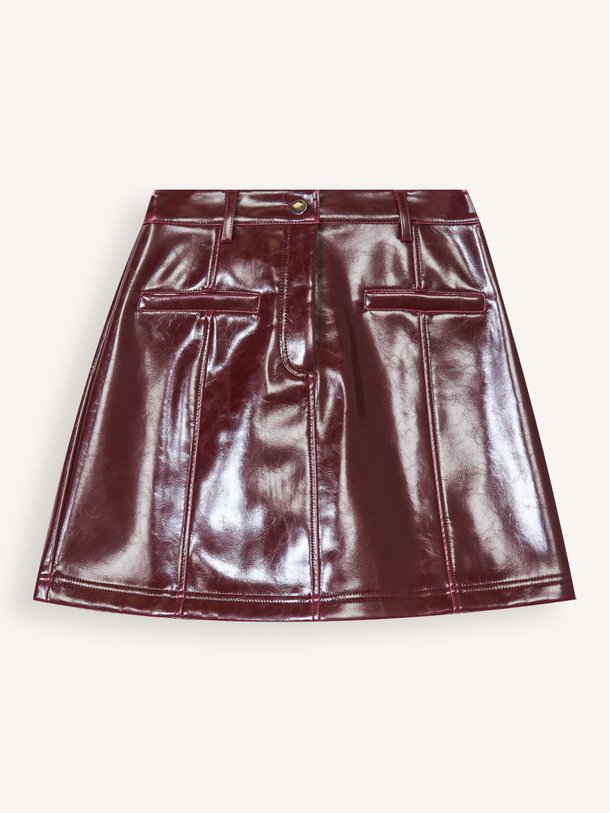 Ontdek de Lak leatherlook rok van Frnch in de kleur bordeauxrood bij Orangebag. Op werkdagen voor 21:45 besteld, morgen in huis.