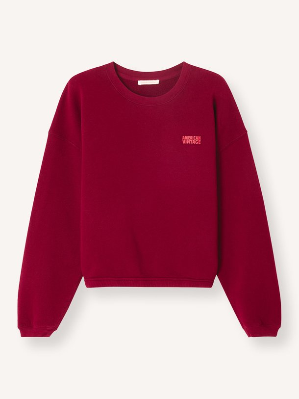 Ontdek de Izubird katoenmix logo sweater van American Vintage in de kleur bordeauxrood bij Orangebag. Op werkdagen voor 21:45 besteld, morgen in huis.