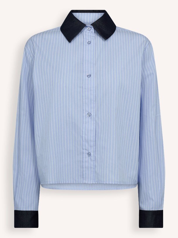 Ontdek de Nelson katoenen gestreepte blouse van Co'Couture in de kleur lichtblauw bij Orangebag. Op werkdagen voor 21:45 besteld, morgen in huis.