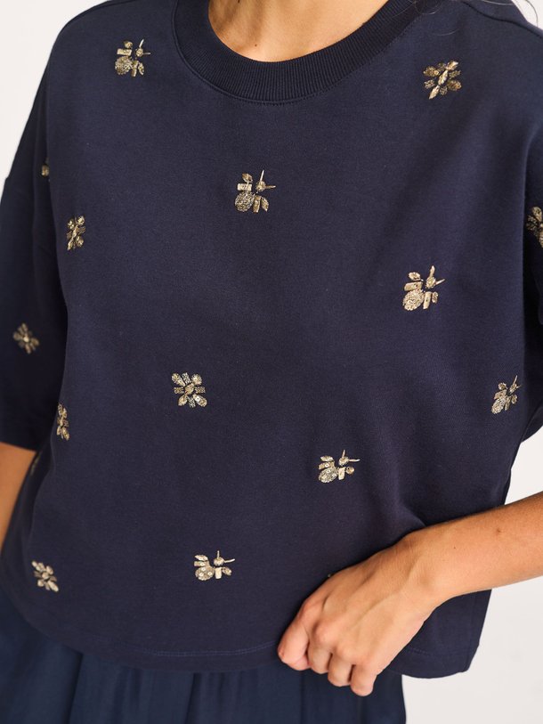 Ontdek de Katoenmix T-shirt met applicaties van Summum in de kleur donkerblauw bij Orangebag. Op werkdagen voor 21:45 besteld, morgen in huis.
