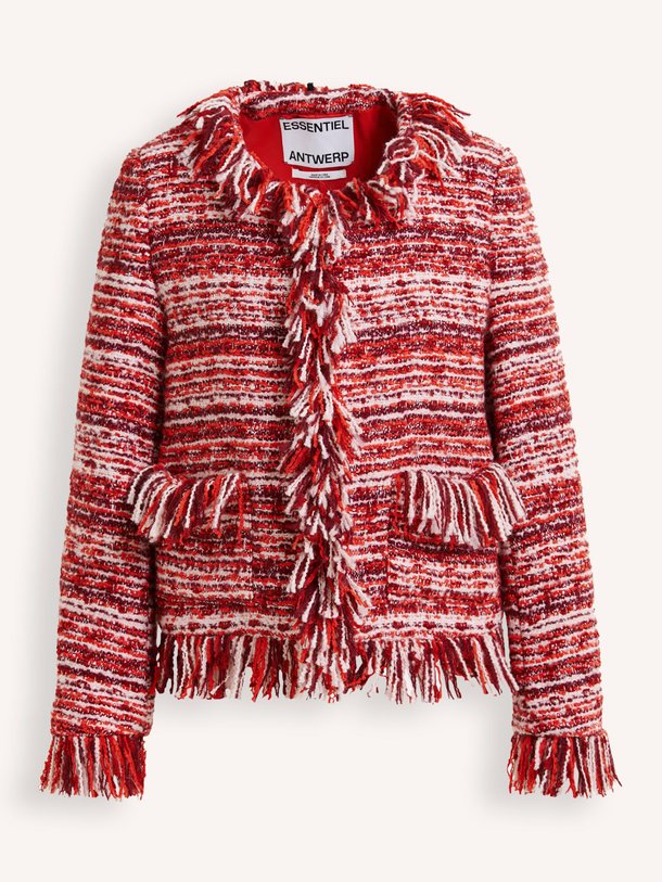 Ontdek de Iskra wolmix jasje van Essentiel Antwerp in de kleur rood bij Orangebag. Op werkdagen voor 21:45 besteld, morgen in huis.