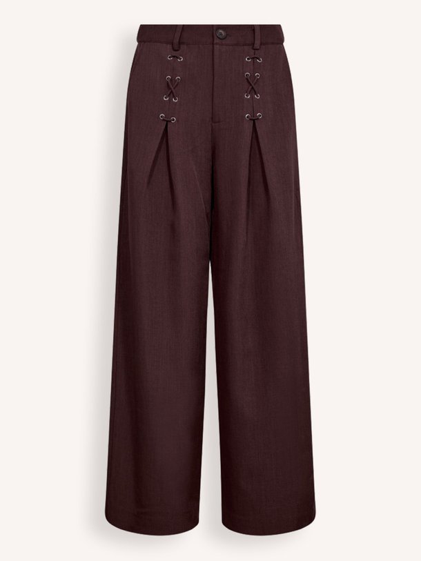 Ontdek de Luna geweven broek van Co'Couture in de kleur bordeauxrood bij Orangebag. Op werkdagen voor 21:45 besteld, morgen in huis.