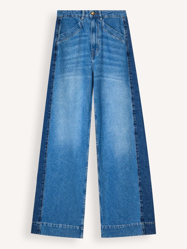 Ontdek de Bilbao mid waist wide leg jeans met bies van Co'Couture in de kleur blauw bij Orangebag. Op werkdagen voor 21:45 besteld, morgen in huis.