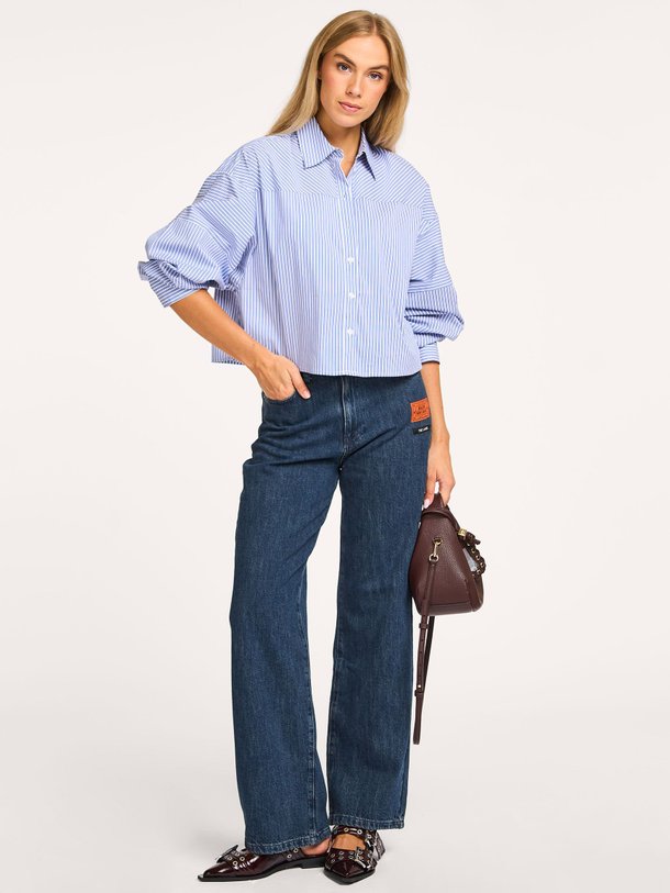 Ontdek de Katoenmix gestreepte blouse van Alix The Label in de kleur blauw bij Orangebag. Op werkdagen voor 21:45 besteld, morgen in huis.