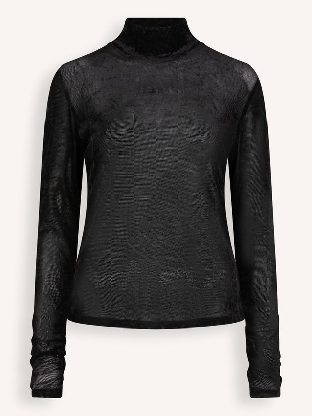 Ontdek de Olya geweven velourse mesh top van Dante 6 in de kleur zwart bij Orangebag. Op werkdagen voor 21:45 besteld, morgen in huis.