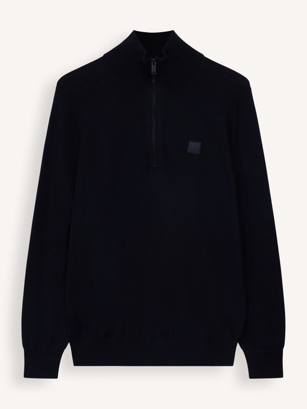 Ontdek de Kanobix katoenmix half zip trui van Boss in de kleur donkerblauw bij Orangebag. Op werkdagen voor 21:45 besteld, morgen in huis.