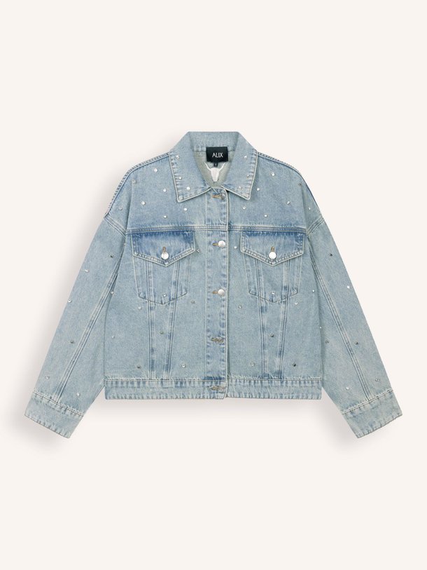 Ontdek de Denim jack met strass van Alix The Label in de kleur blauw bij Orangebag. Op werkdagen voor 21:45 besteld, morgen in huis.