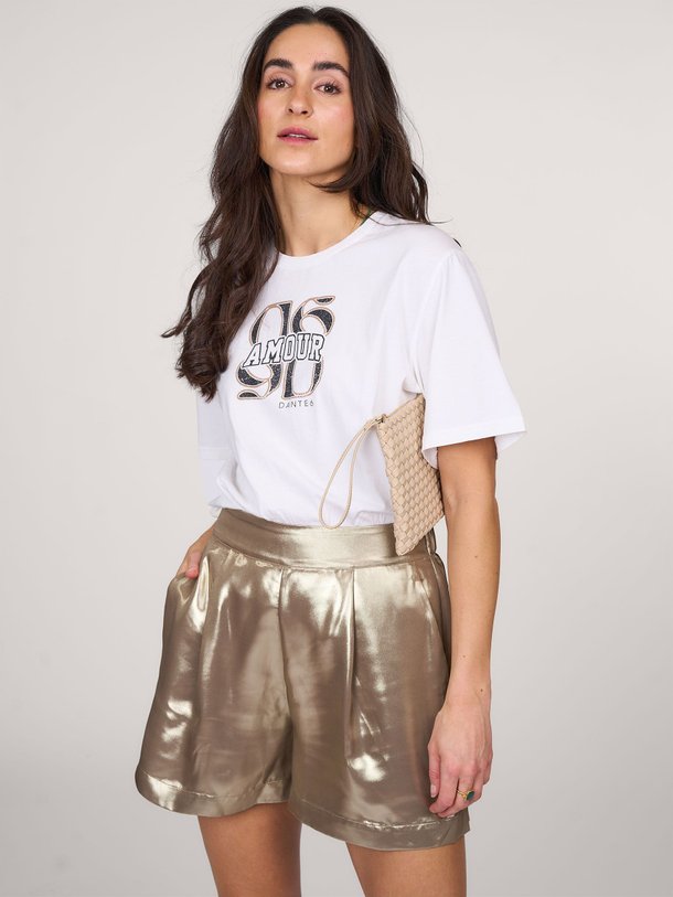 Ontdek de Levine geweven metallic short van Dante 6 in de kleur goudkleur bij Orangebag. Op werkdagen voor 21:45 besteld, morgen in huis.