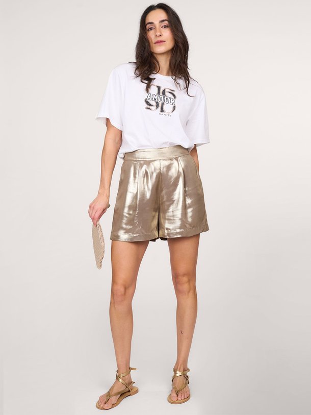 Ontdek de Levine geweven metallic short van Dante 6 in de kleur goudkleur bij Orangebag. Op werkdagen voor 21:45 besteld, morgen in huis.