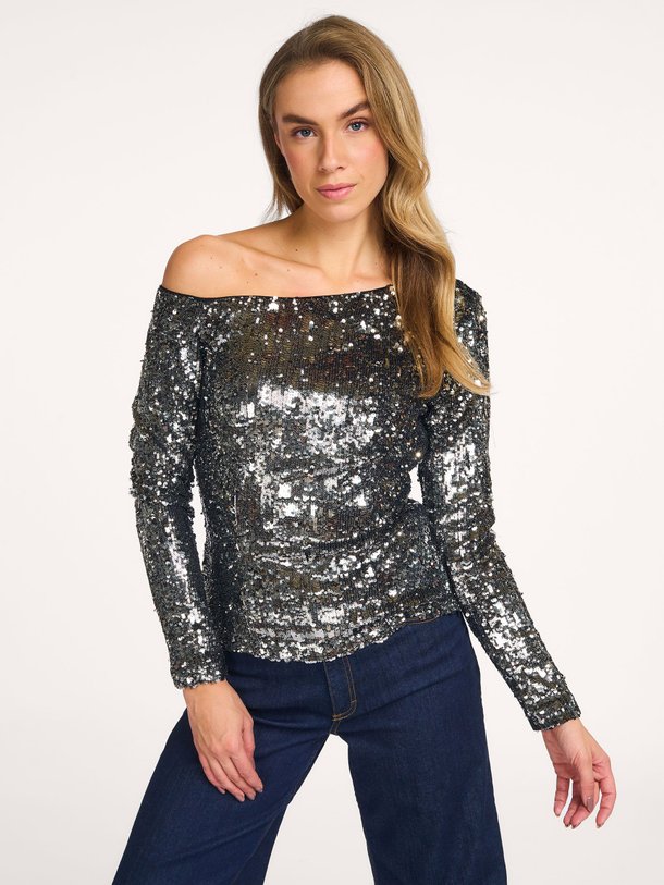 Ontdek de Sequince jersey one shoulder top met pailletten van Copenhagen Muse in de kleur zilverkleur bij Orangebag. Op werkdagen voor 21:45 besteld, morgen in huis.