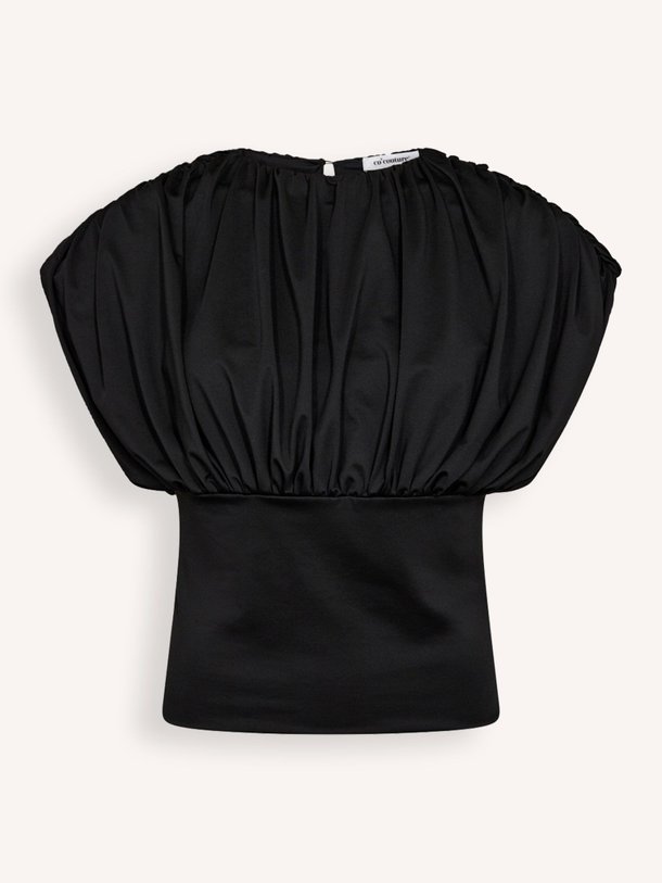 Ontdek de Cattia geweven geplooide top van Co'Couture in de kleur zwart bij Orangebag. Op werkdagen voor 21:45 besteld, morgen in huis.