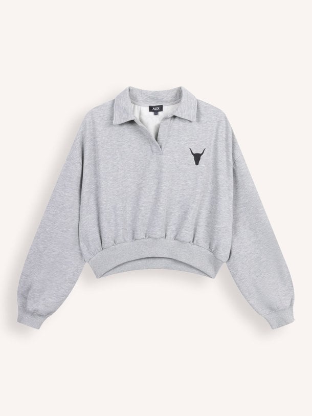 Ontdek de Jersey cropped polo sweater van Alix The Label in de kleur grijs bij Orangebag. Op werkdagen voor 21:45 besteld, morgen in huis.