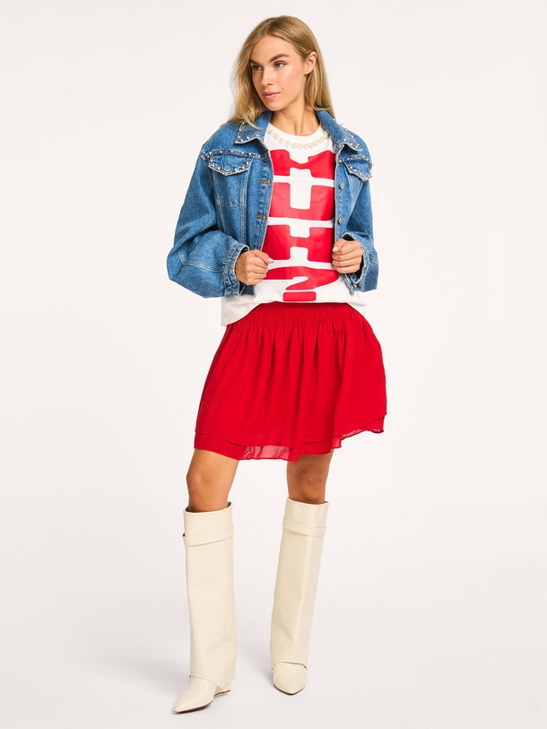 Ontdek de Ismile geweven rok van Essentiel Antwerp in de kleur rood bij Orangebag. Op werkdagen voor 21:45 besteld, morgen in huis.