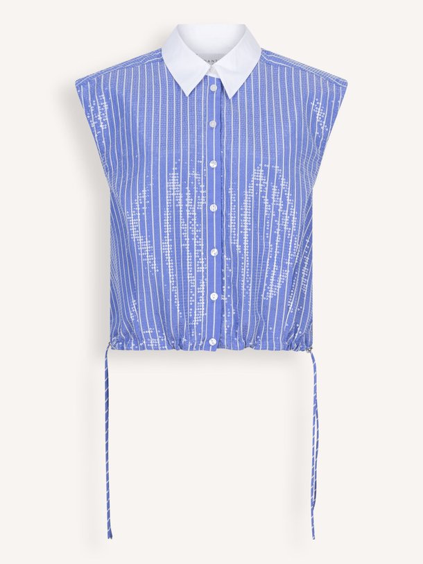Ontdek de Roseny katoenmix blouse met pailletten van Dante 6 in de kleur lichtblauw bij Orangebag. Op werkdagen voor 21:45 besteld, morgen in huis.