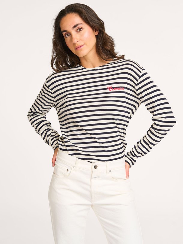 Ontdek de Katoen/modalmix gestreept longsleeve van Closed in de kleur donkerblauw bij Orangebag. Op werkdagen voor 21:45 besteld, morgen in huis.