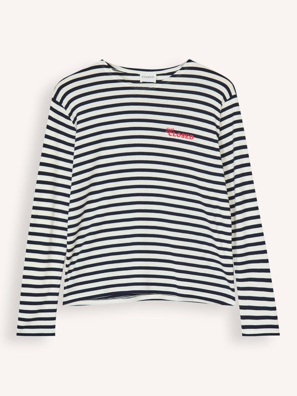 Ontdek de Katoen/modalmix gestreept longsleeve van Closed in de kleur donkerblauw bij Orangebag. Op werkdagen voor 21:45 besteld, morgen in huis.