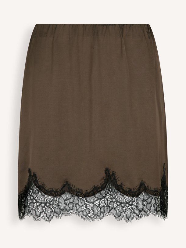 Ontdek de Lacia viscose rok met kant van Second Female in de kleur donkerbruin bij Orangebag. Op werkdagen voor 21:45 besteld, morgen in huis.