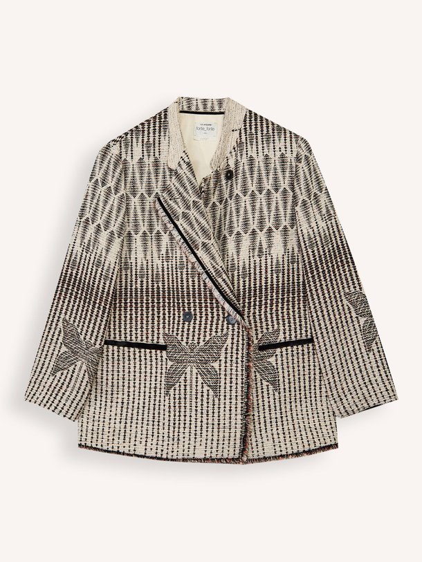 Ontdek de Katoenmix blazer met dessin van forte_forte in de kleur zwart bij Orangebag. Op werkdagen voor 21:45 besteld, morgen in huis.