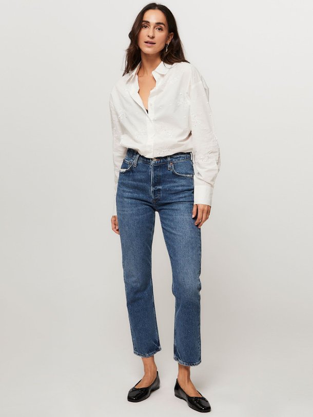 High waist loose fit non-stretch jeans