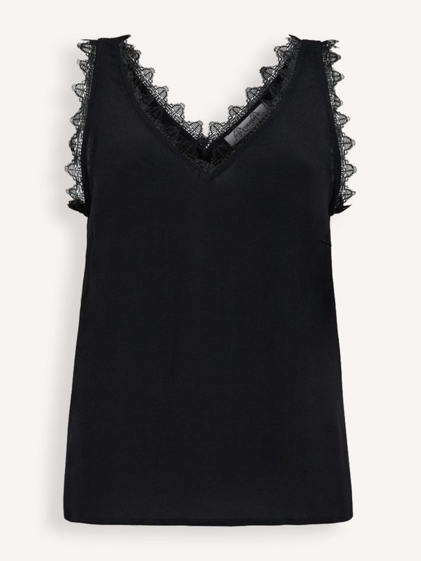 Ontdek de Perin viscose top met kant van Co'Couture in de kleur zwart bij Orangebag. Op werkdagen voor 21:45 besteld, morgen in huis.