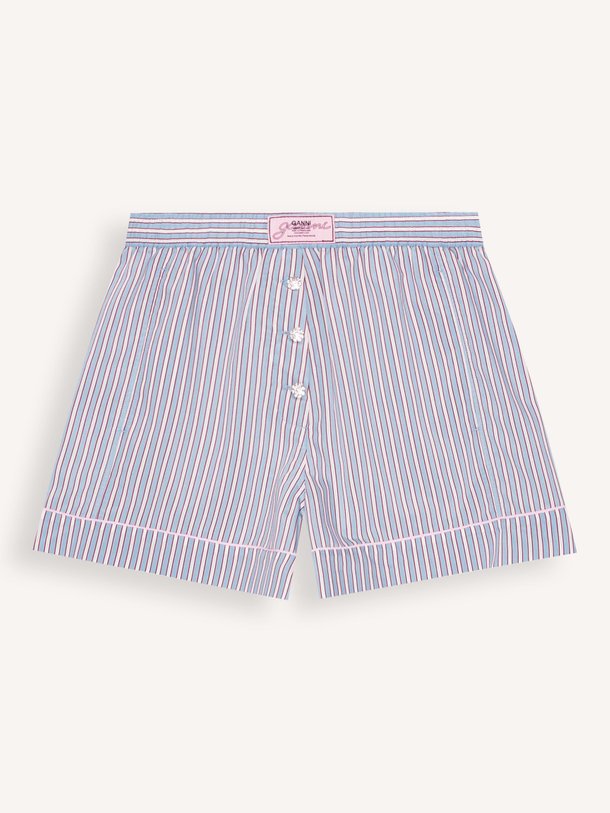 Ontdek de Viscosemix short met gestreept dessin van Ganni in de kleur blauw bij Orangebag. Op werkdagen voor 21:45 besteld, morgen in huis.