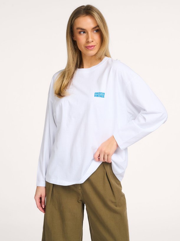 Ontdek de Gixy katoenen longsleeve van American Vintage in de kleur Wit bij Orangebag. Op werkdagen voor 21:45 besteld, morgen in huis.