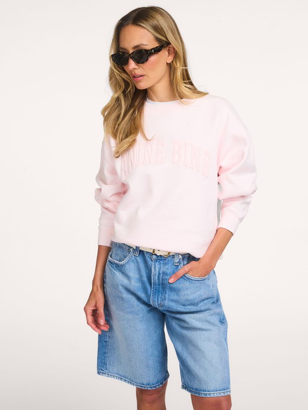 Ontdek de Spencer katoenen logo sweater van Anine Bing in de kleur Lichtroze bij Orangebag. Op werkdagen voor 21:45 besteld, morgen in huis.
